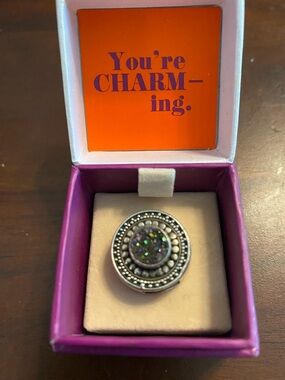 Lori Bonn Sterling Silver druzy quartz green and purple gemstone slide charm